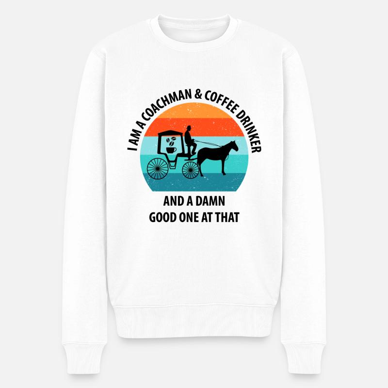 Kutscher Kutsche Pferdekutscher Kaffee - Männer Premium Bio Pullover - Weiß