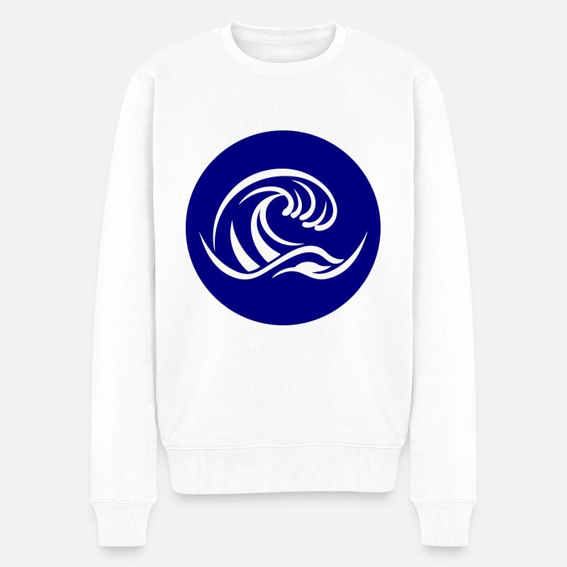 Vague Mer Symbole Eau - Pull Premium bio Homme - blanc