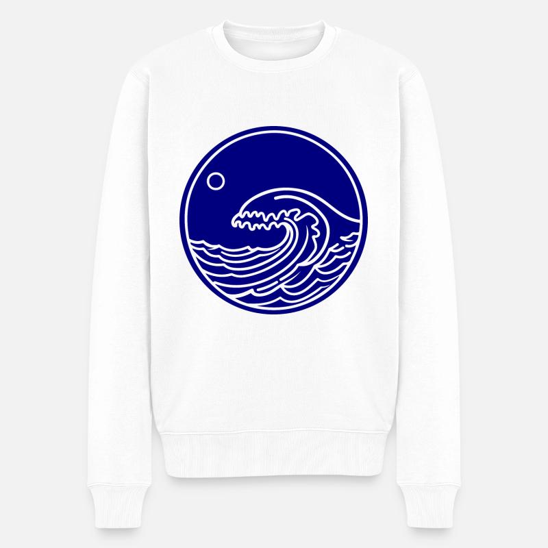 Mer, Océan, Vagues, Eau - Pull Premium bio Homme - blanc