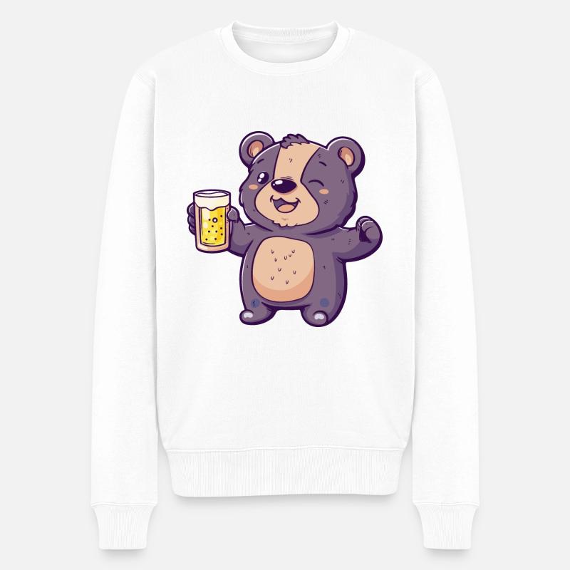 Bär Bier Comic Party - Männer Premium Bio Pullover - Weiß