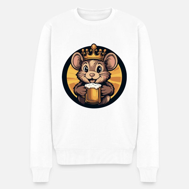 Maus Bier Comic - Männer Premium Bio Pullover - Weiß