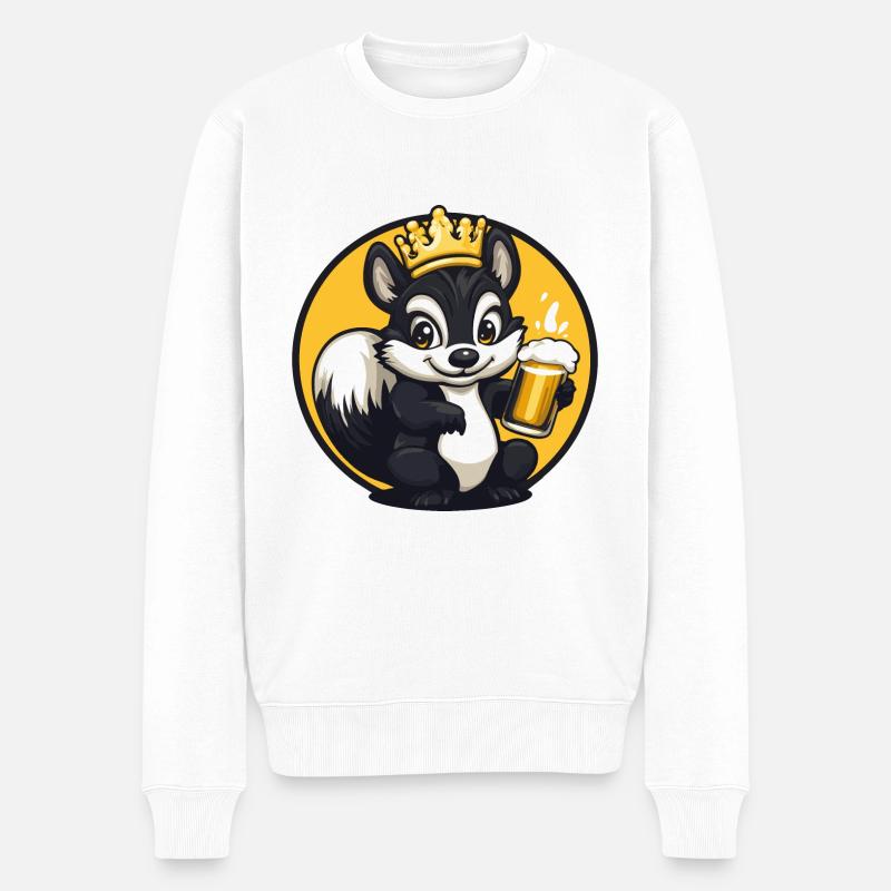 Stinktier Bier Comic - Männer Premium Bio Pullover - Weiß