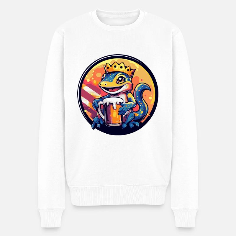 Lizard Beer Comic - Men's Premium Organic Jumper - white