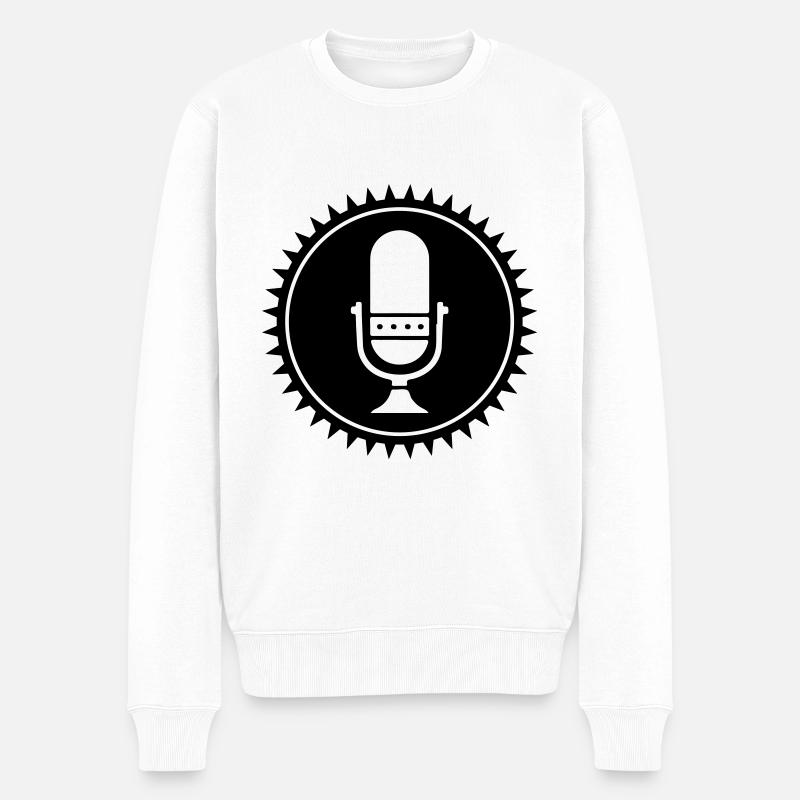 Mikrofon Podcast Symbol - Männer Premium Bio Pullover - Weiß