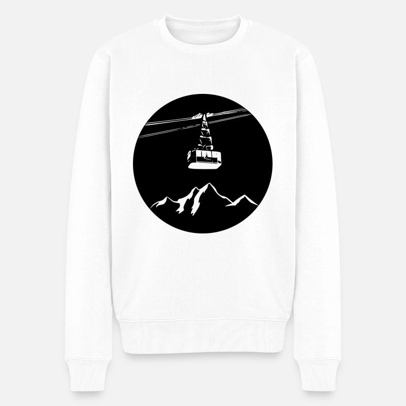 Berg mit Gondel weiss - Männer Premium Bio Pullover - Weiß