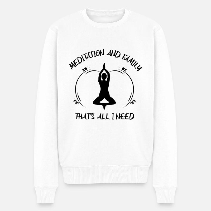 Meditaion - Männer Premium Bio Pullover - Weiß