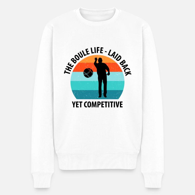 Boule Pétanque Boccia Boules - Pull Premium bio Homme - blanc