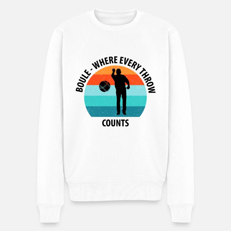 Boule Pétanque Boccia Boules - Pull Premium bio Homme - blanc