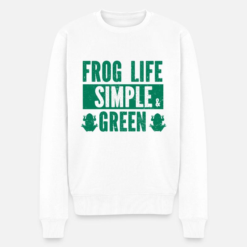 Frosch - Amphibie Tier - Männer Premium Bio Pullover - Weiß