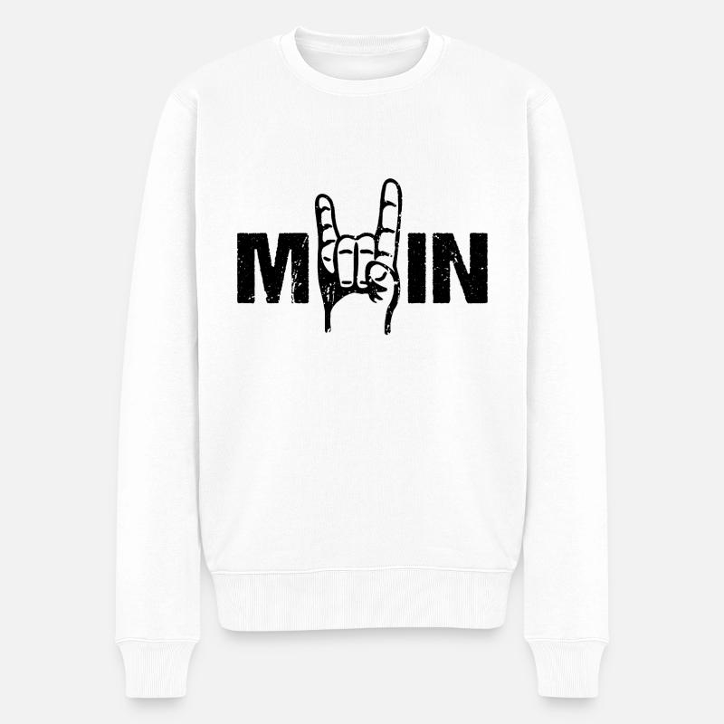 Moin Rock n Roll Rocker - Männer Premium Bio Pullover - Weiß