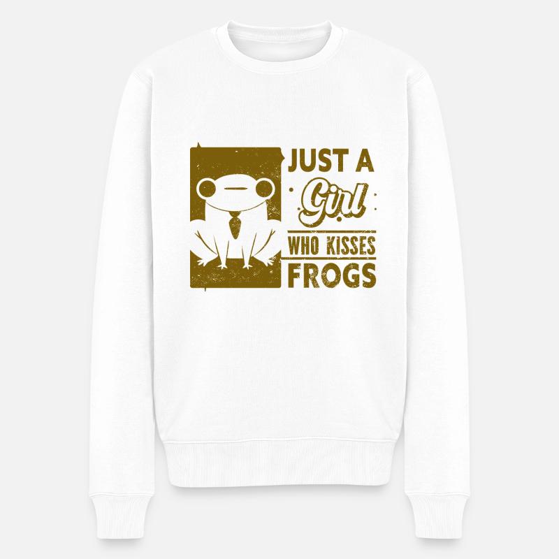 Frosch - Amphibie Tier - Männer Premium Bio Pullover - Weiß