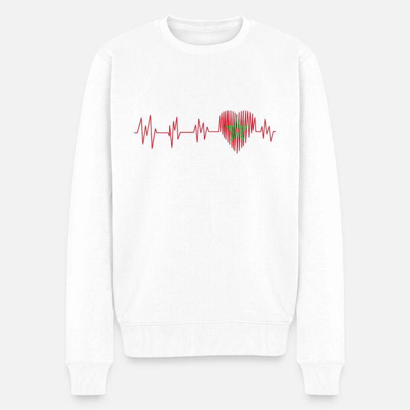 cardiaque rythme cardiaque d'impulsion du Maroc Maroc - Pull Premium bio Homme - blanc