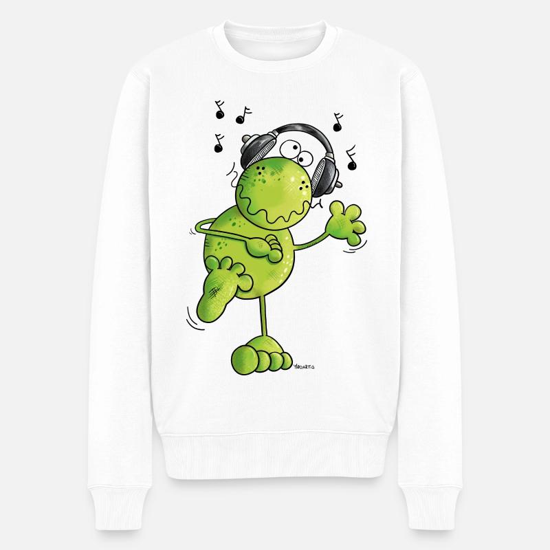 Grenouille avec écouteurs - Pull Premium bio Homme - blanc