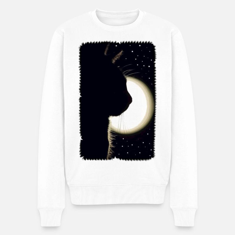 Chat de lune - Pull Premium bio Homme - blanc
