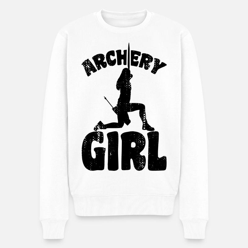 Bogenschießen Mädchen - Männer Premium Bio Pullover - Weiß