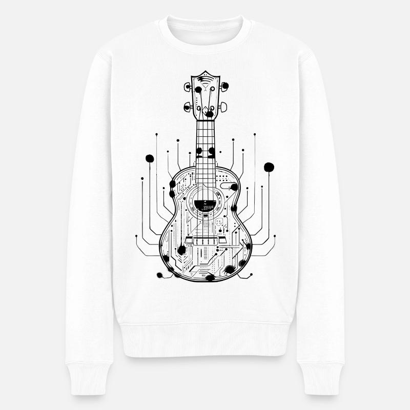 Ukulele - Männer Premium Bio Pullover - Weiß