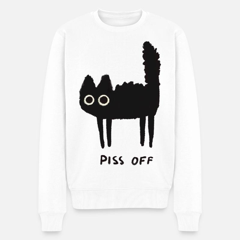 Grumpy Kitty Vibes – Lass mich in Ruhe - Männer Premium Bio Pullover - Weiß