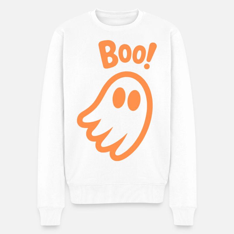 Buhruf! - Kinder süßer Geist Halloween Design - Männer Premium Bio Pullover - Weiß