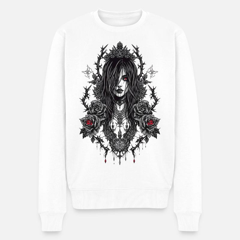 Gothic Rosenrahmenporträt - Männer Premium Bio Pullover - Weiß