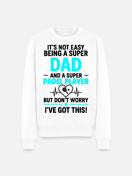 Cœur + Padel – Super Dad Padel Player - Pull Premium bio Homme - blanc