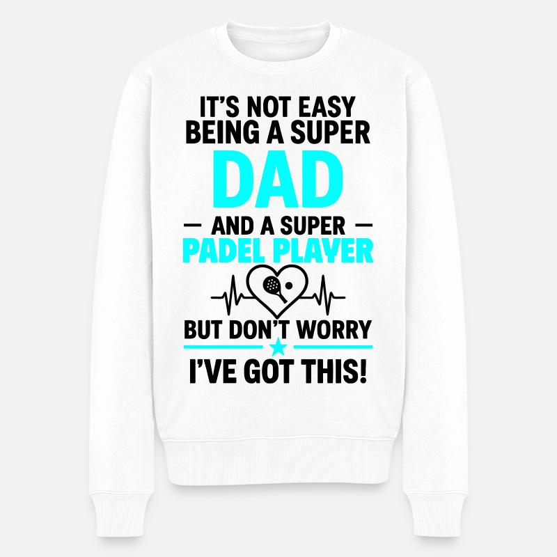 Herz + Padel – Super Papa Padelspieler - Männer Premium Bio Pullover - Weiß