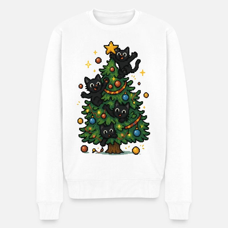 Sapin de Noël avec des chats coquins - Pull Premium bio Homme - blanc