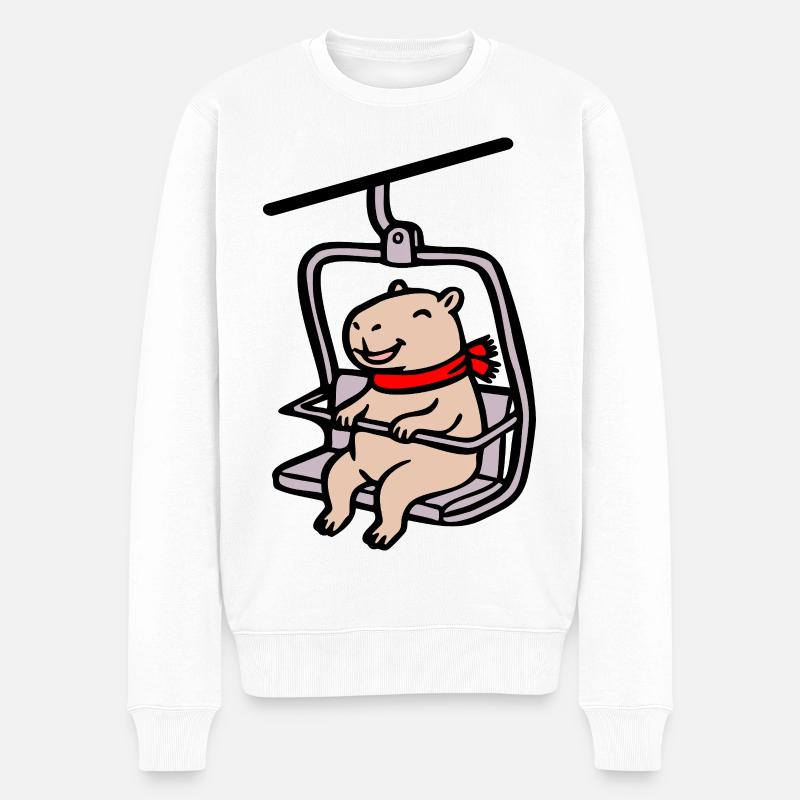 Kinder Skilift Capybara Winter - Männer Premium Bio Pullover - Weiß