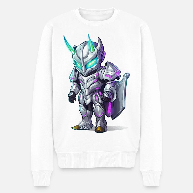 Guerrier Lumineux en Acier Néon - Pull Premium bio Homme - blanc