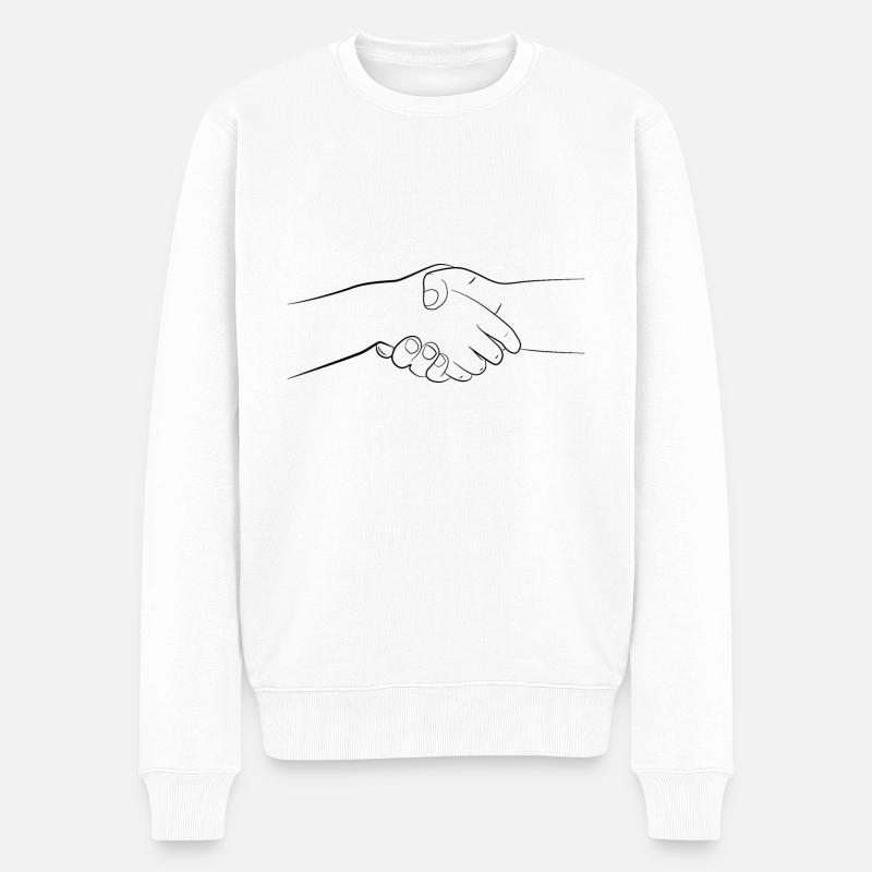 Hände - Männer Premium Bio Pullover - Weiß