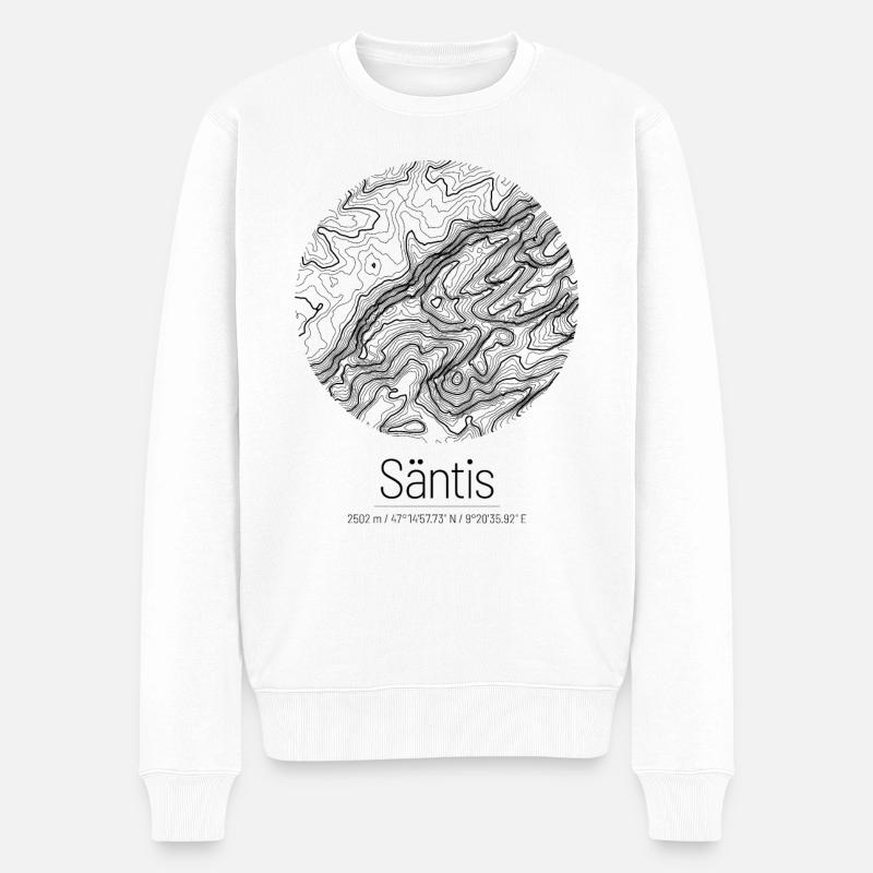 Säntis | Landkarte Topografie Design - Männer Premium Bio Pullover - Weiß