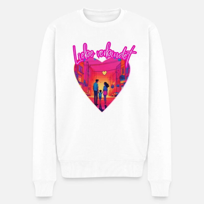 Liebe verbindet - Männer Premium Bio Pullover - Weiß
