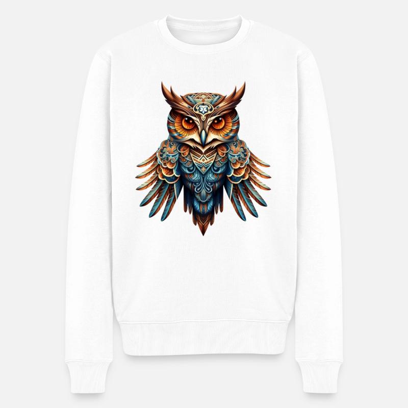 Cool Night Owl - Männer Premium Bio Pullover - Weiß