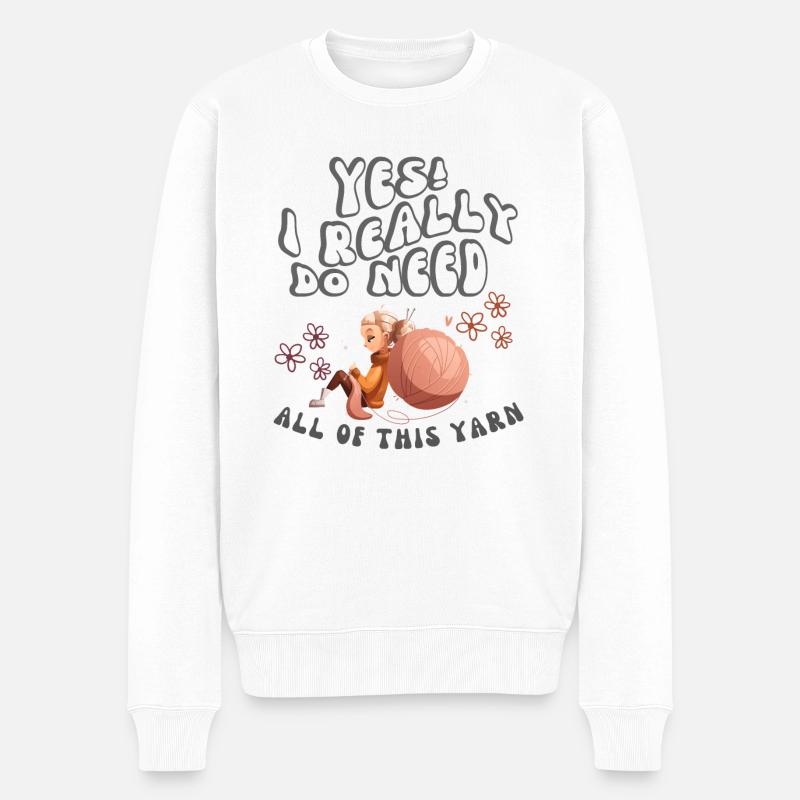 Handarbeiten mit Wolle zum Stricken und Häkeln - Männer Premium Bio Pullover - Weiß