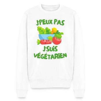 J'peux pas j'suis végétarien - Pull Premium bio Homme - blanc - Devant - Thijin (182cm)