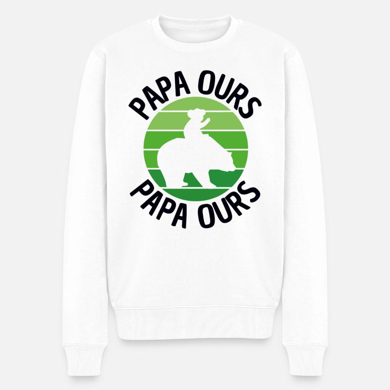 Papa ours - Pull Premium bio Homme - blanc