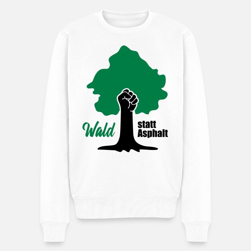 Wald statt Asphalt Fridays for Future Save Planet - Männer Premium Bio Pullover - Weiß