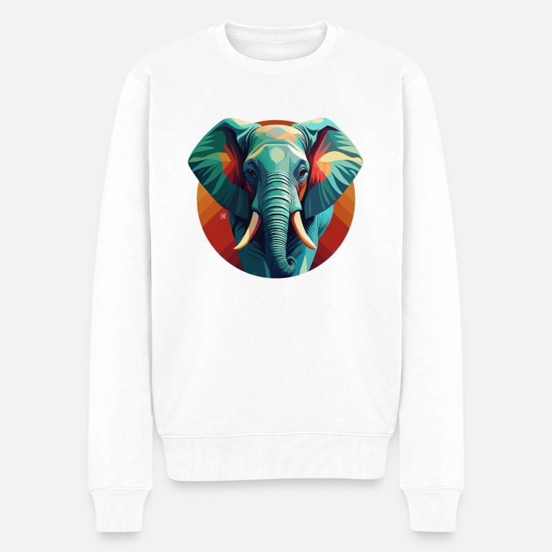 Elefant - Männer Premium Bio Pullover - Weiß