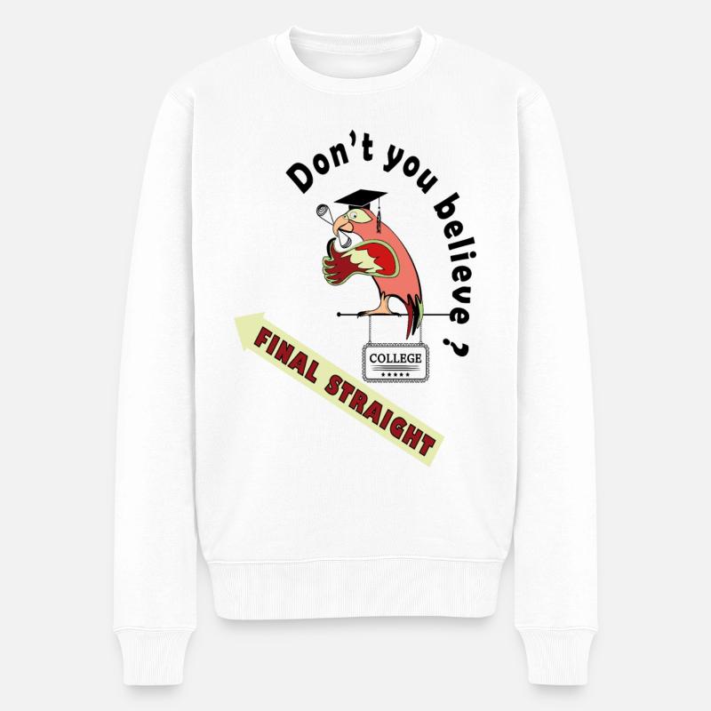 Der letzte gerade Schulpapagei - Männer Premium Bio Pullover - Weiß