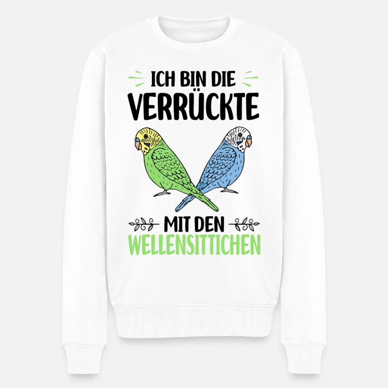 Oiseau Budgerigar - Pull Premium bio Homme - blanc