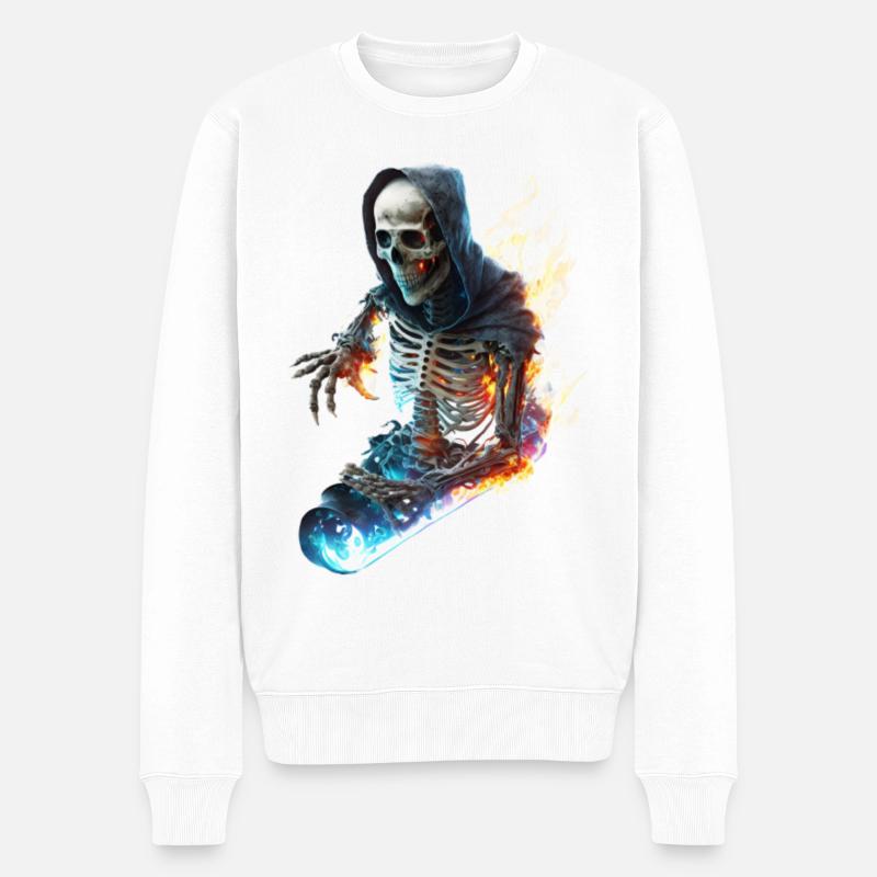 Skater Skelett - Männer Premium Bio Pullover - Weiß