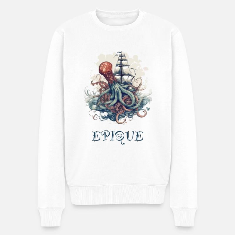 Oktopus-Kampf - Männer Premium Bio Pullover - Weiß