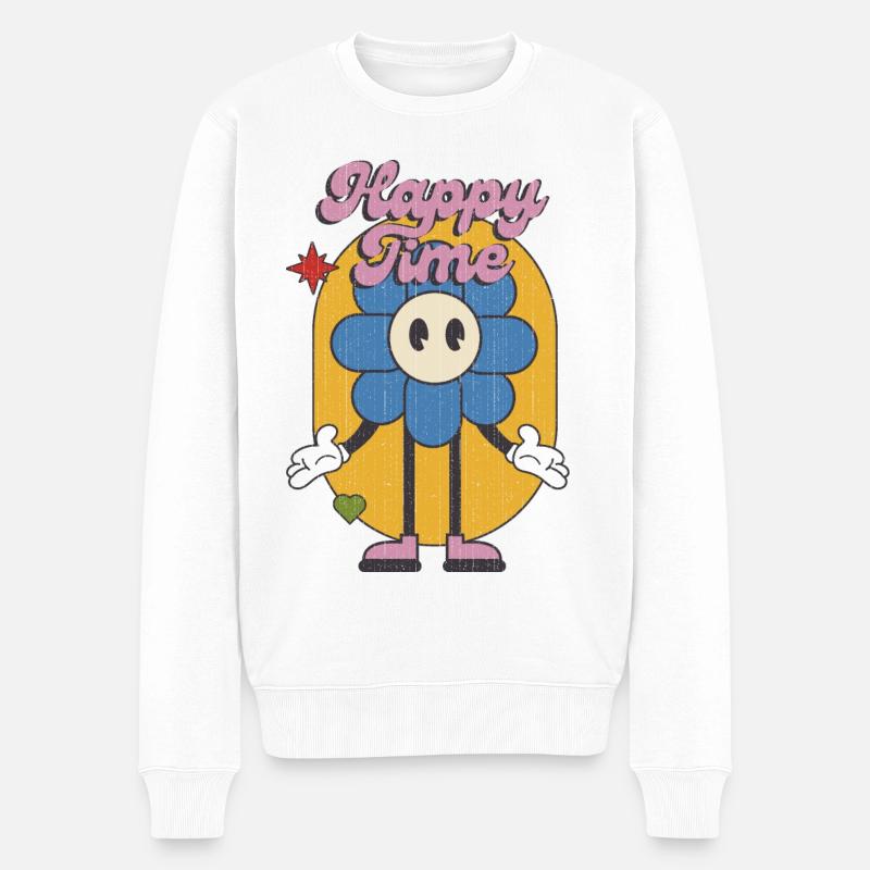 Graphique positif et heureux - Pull Premium bio Homme - blanc