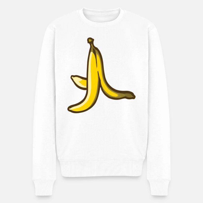 Banane / Bananenschale - Männer Premium Bio Pullover - Weiß