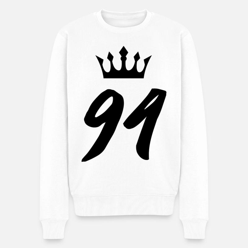 94 Couronne numérique - Pull Premium bio Homme - blanc
