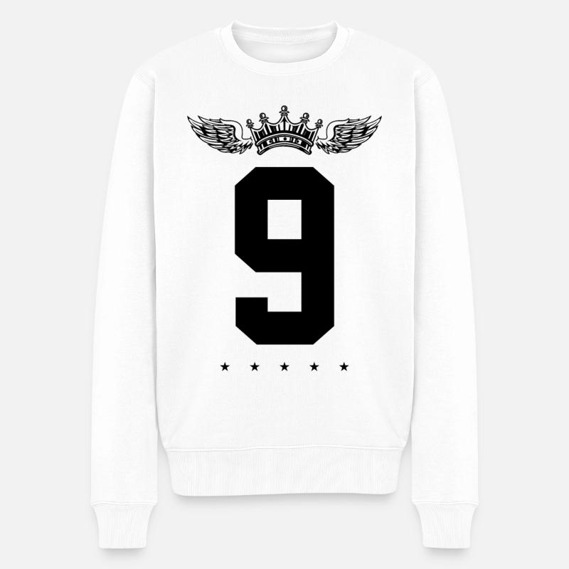 9 Zahl Krone - Männer Premium Bio Pullover - Weiß