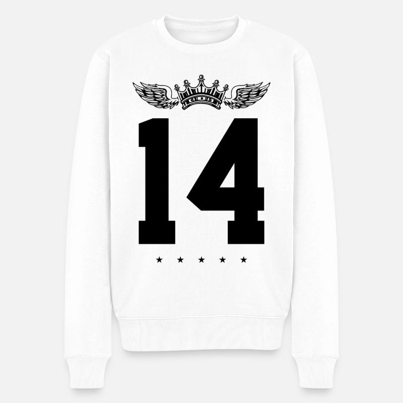 14 Couronne de numéros - Pull Premium bio Homme - blanc