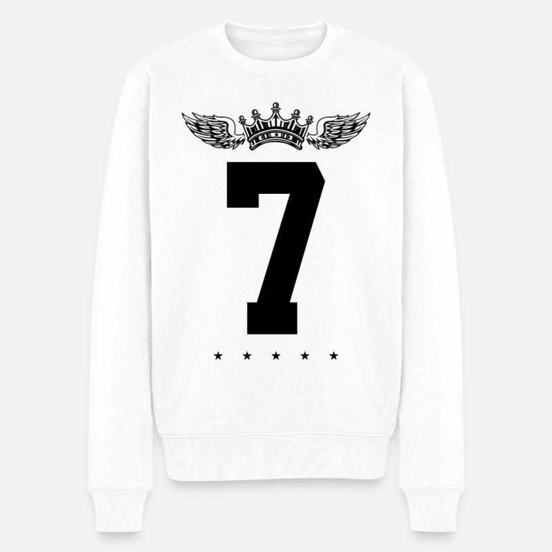 7 Couronne de numéros - Pull Premium bio Homme - blanc