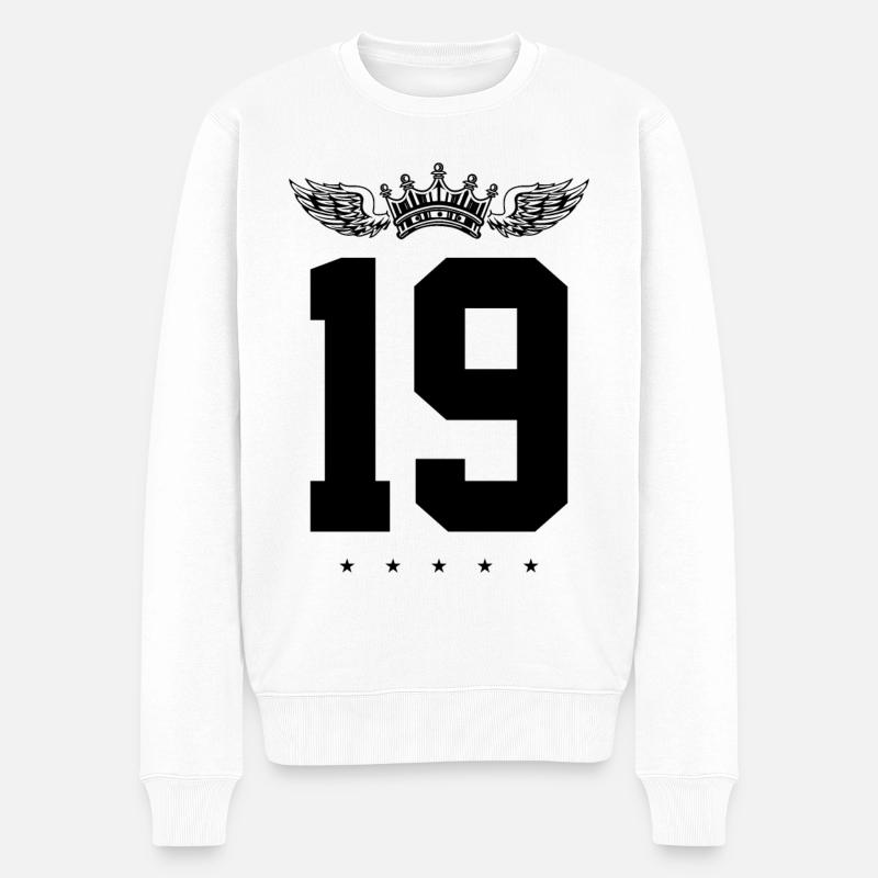 19 Couronne numérique - Pull Premium bio Homme - blanc