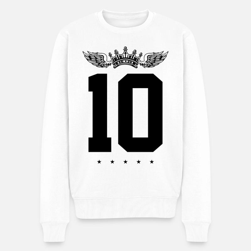 10 Zahl Krone - Männer Premium Bio Pullover - Weiß