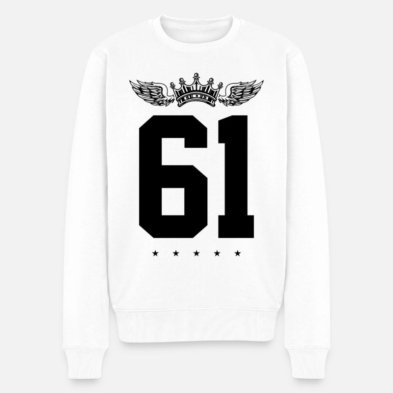 61 Couronne numérique - Pull Premium bio Homme - blanc